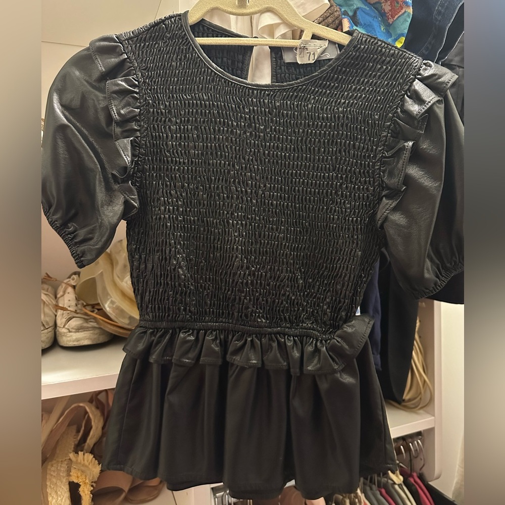 South Boutique Leather peplum top